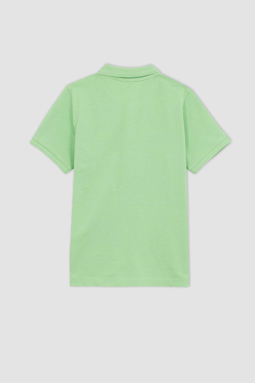 Boys & Teens Parlak Açık Yeşiil Boy Regular Fit Polo Neck Pique Short Sleeved Polo T-Shirt