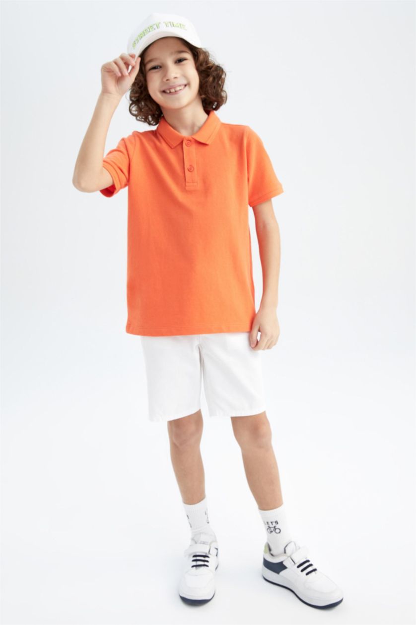 GARÇONS Orange Polo à manches courtes Piquer Col Polo Garçon