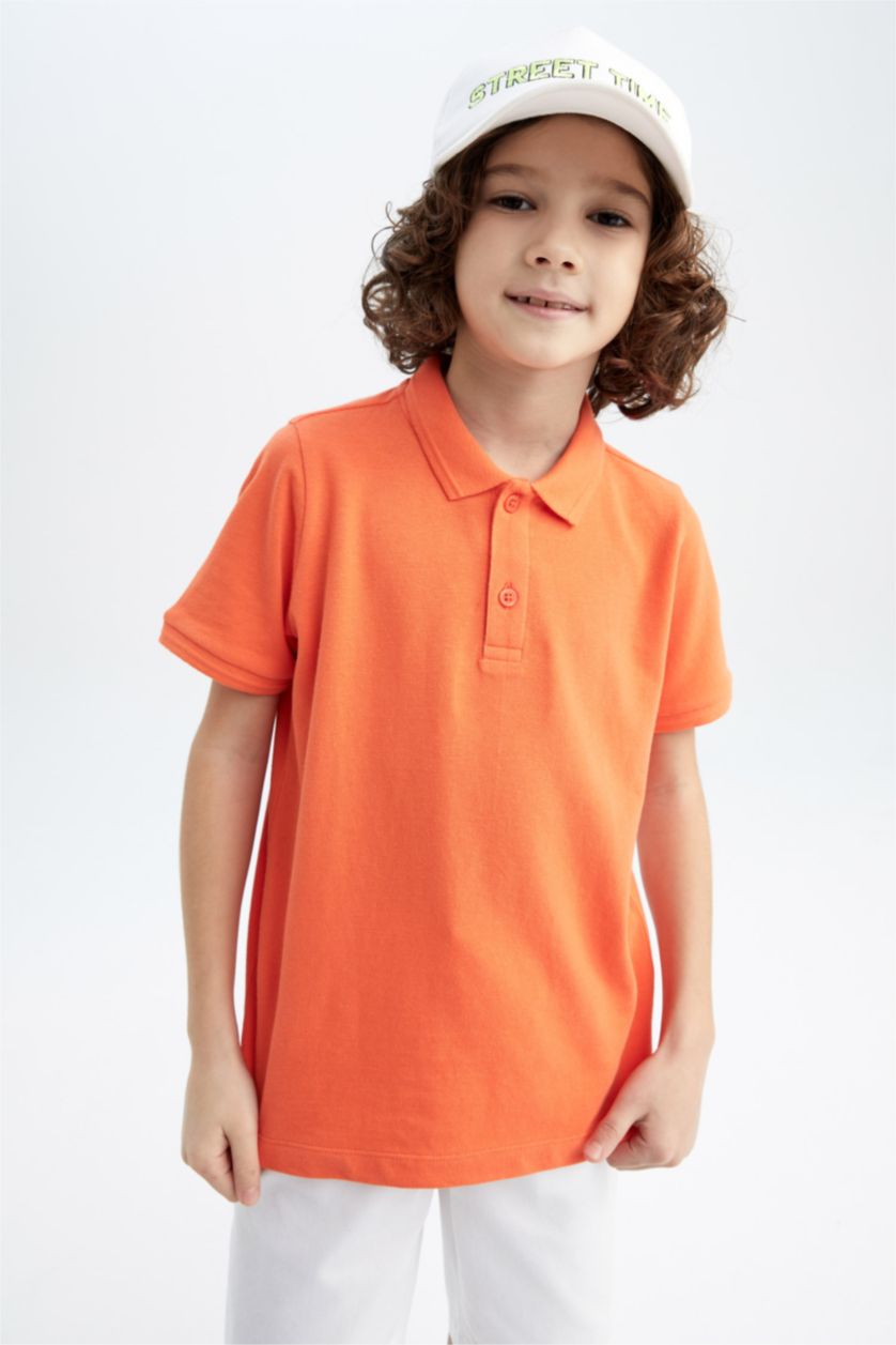 GARÇONS Orange Polo à manches courtes Piquer Col Polo Garçon