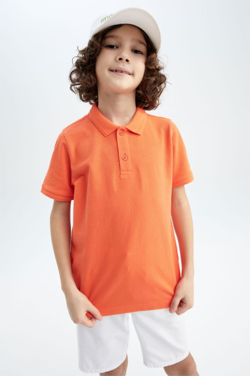 GARÇONS Orange Polo à manches courtes Piquer Col Polo Garçon