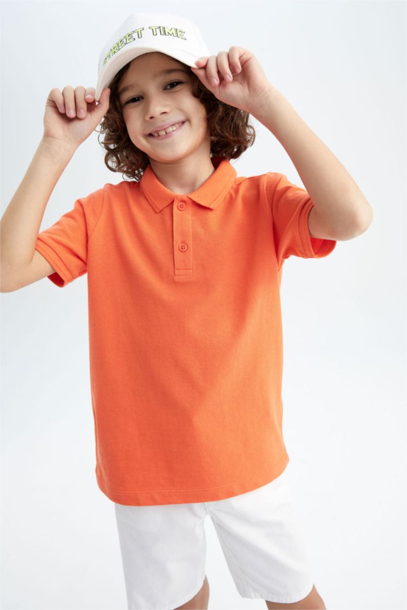 GARÇONS Orange Polo à manches courtes Piquer Col Polo Garçon