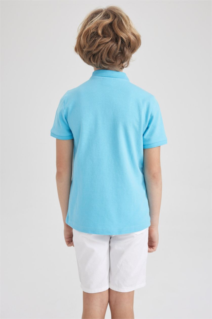 BOYS & TEENS Turquoise Boy Pique Short Sleeve Polo T-Shirt