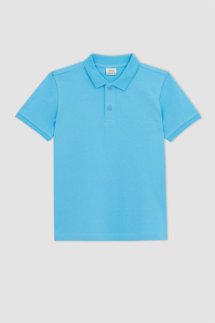 BOYS & TEENS Turquoise Boy Pique Short Sleeve Polo T-Shirt