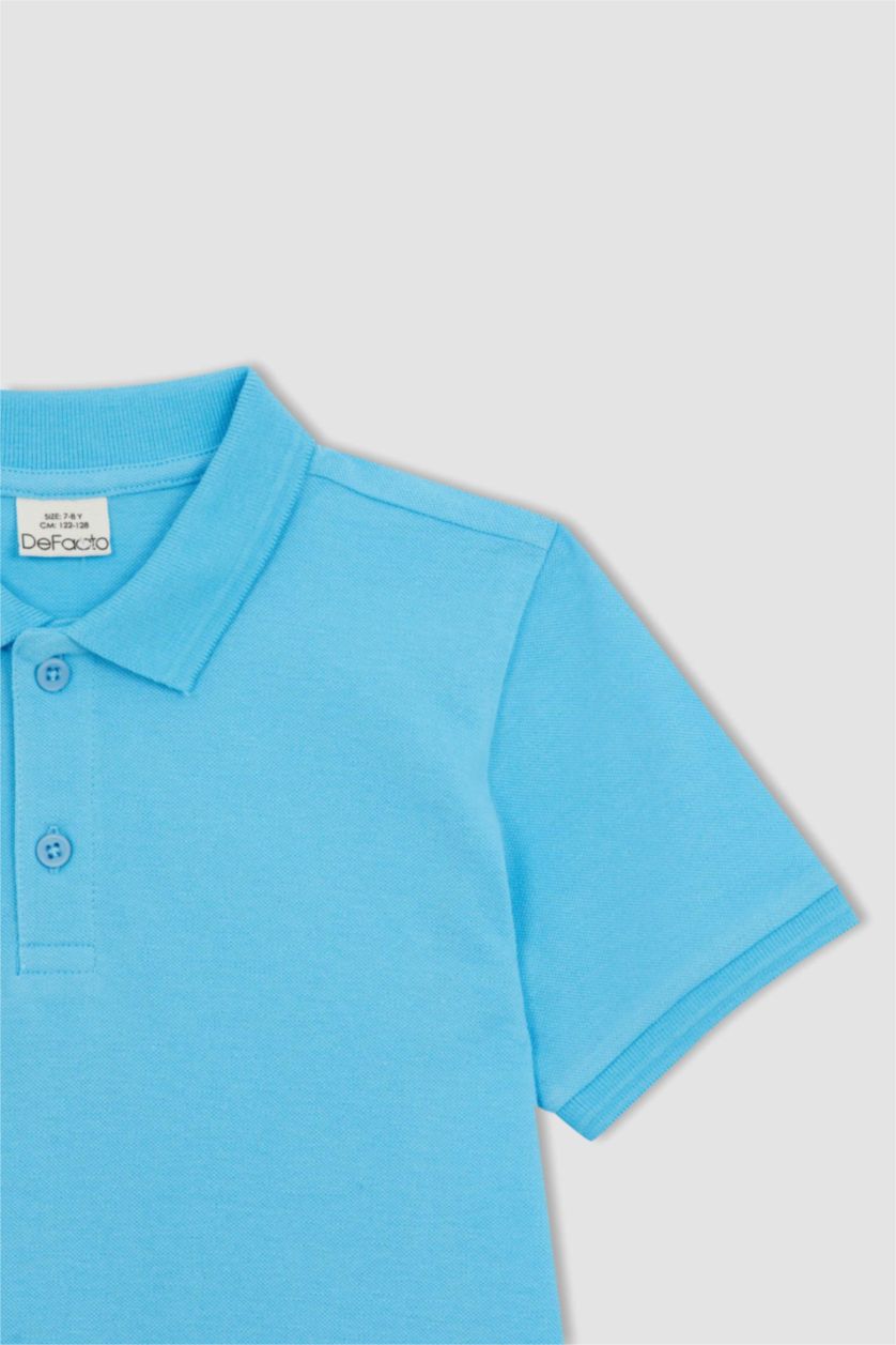 BOYS & TEENS Turquoise Boy Pique Short Sleeve Polo T-Shirt