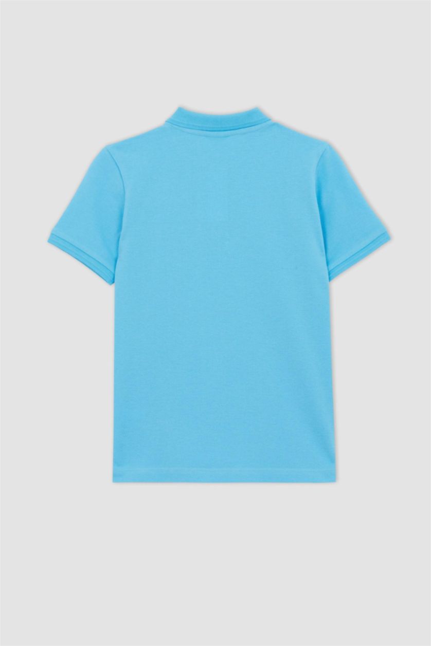 BOYS & TEENS Turquoise Boy Pique Short Sleeve Polo T-Shirt