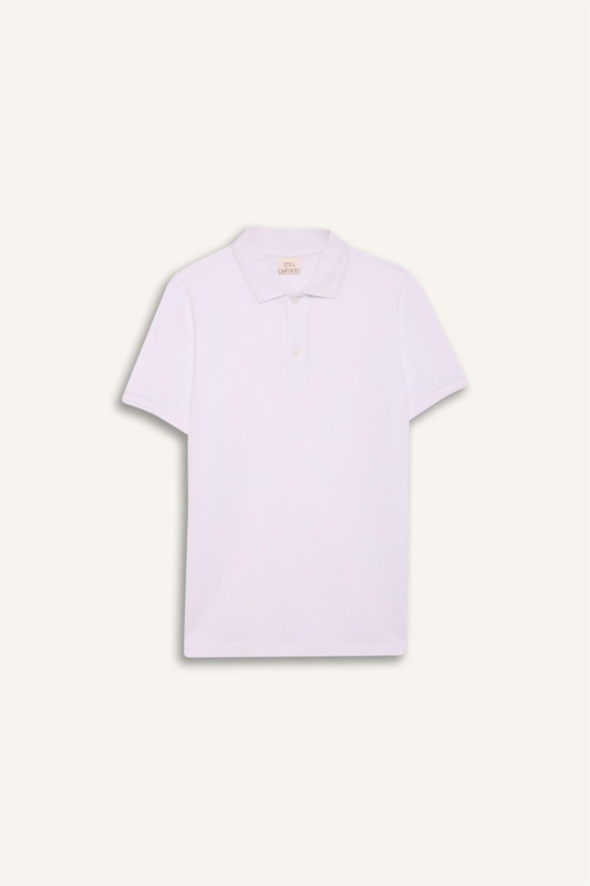 BOYS & TEENS White Boy Regular Fit Polo Collar Pique Polo T-Shirt