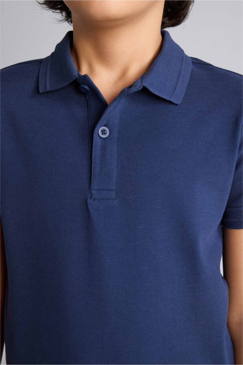 Erkek Çocuk - Genç Erkek Lacivert Basıc Pike Polo Tişört Erkek Çocuk