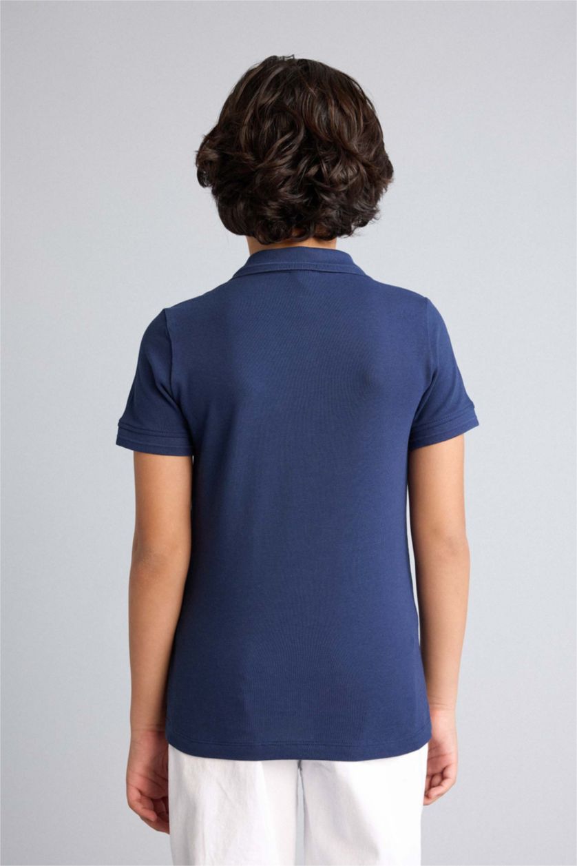 Erkek Çocuk - Genç Erkek Lacivert Basıc Pike Polo Tişört Erkek Çocuk