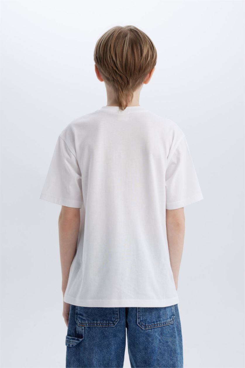 BOYS & TEENS White Boy Regular Fit V Neck Short Sleeve T-Shirt