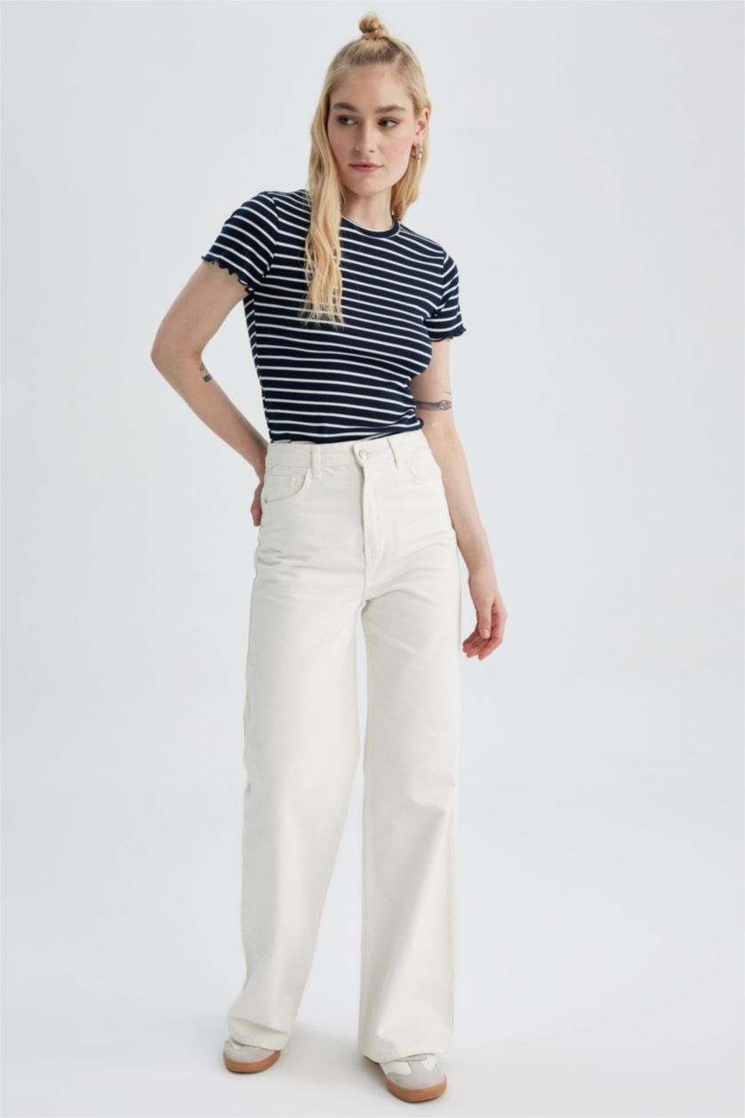 حريمي كحلي Slim Fit Camisole Short Sleeve T-Shirt