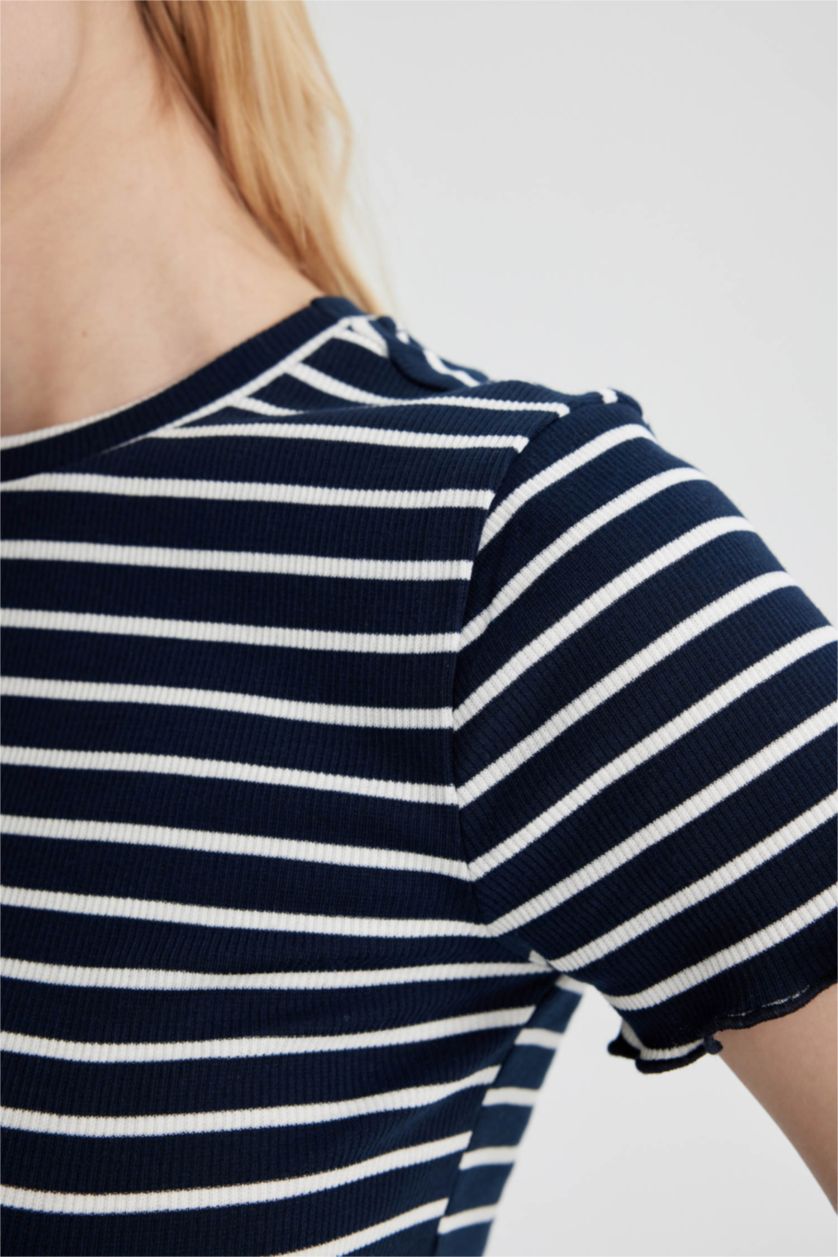 حريمي كحلي Slim Fit Camisole Short Sleeve T-Shirt