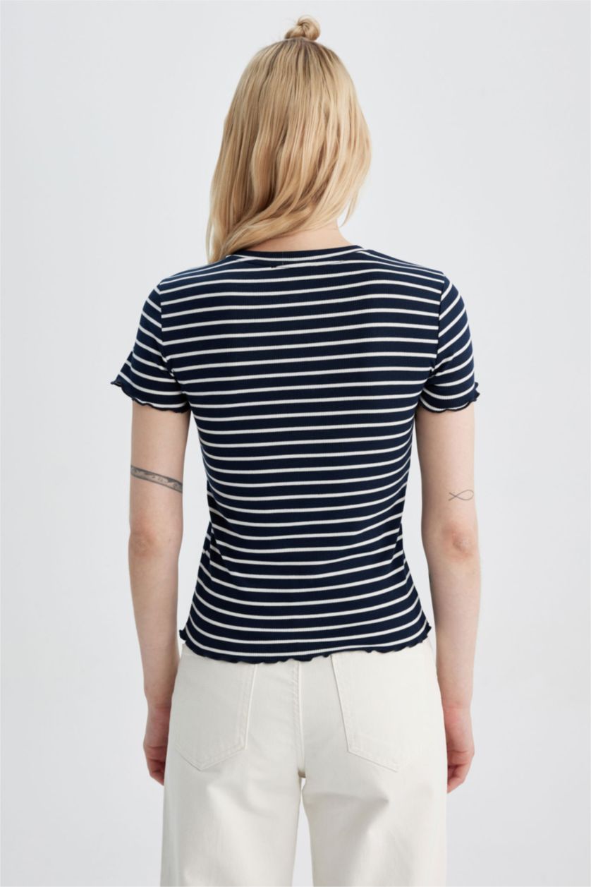حريمي كحلي Slim Fit Camisole Short Sleeve T-Shirt