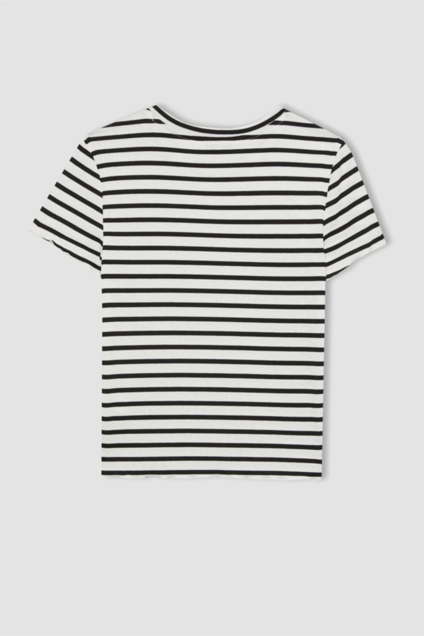 Women White Slim Fit Camisole Short Sleeve T-Shirt