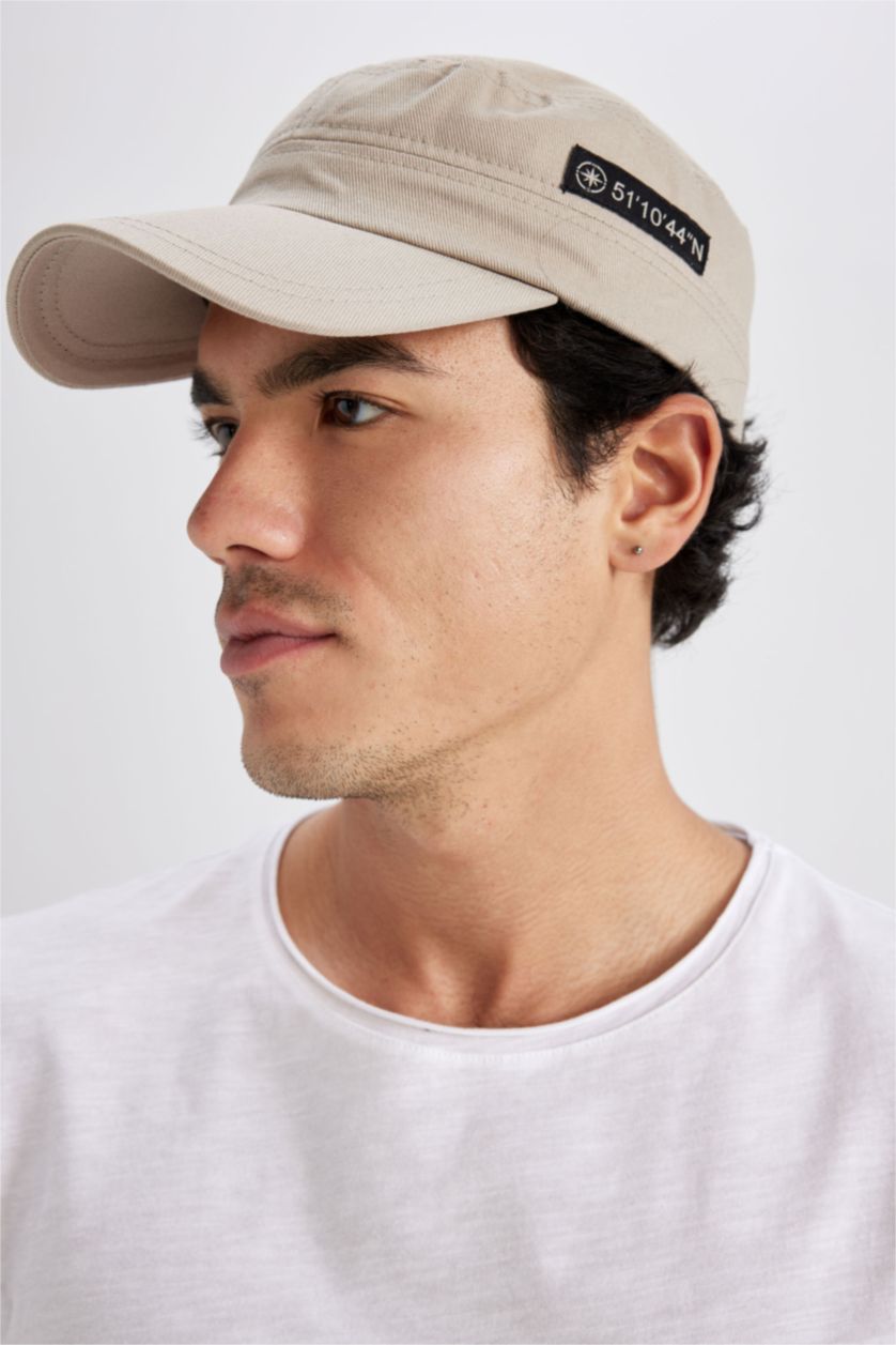MAN Beige Men Cotton Cap Hat