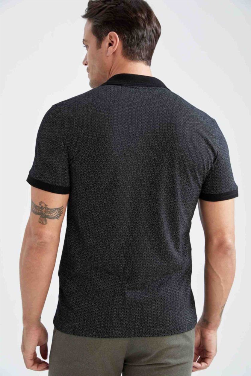 Мужчины Черный Футболка-поло приталенного кроя для мужчин