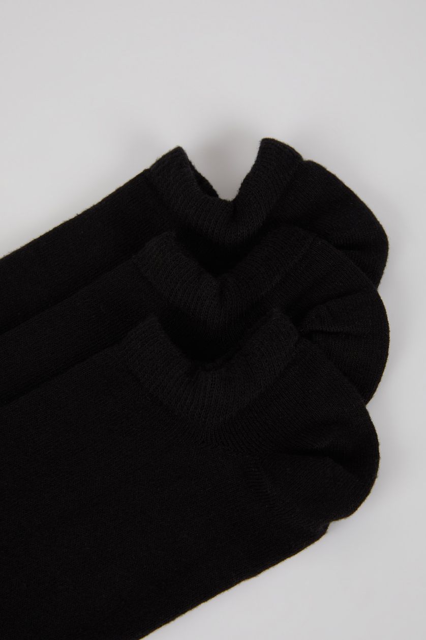 Erkek Siyah Erkek Görünmez 3'lü Pamuklu Sneaker Çorap