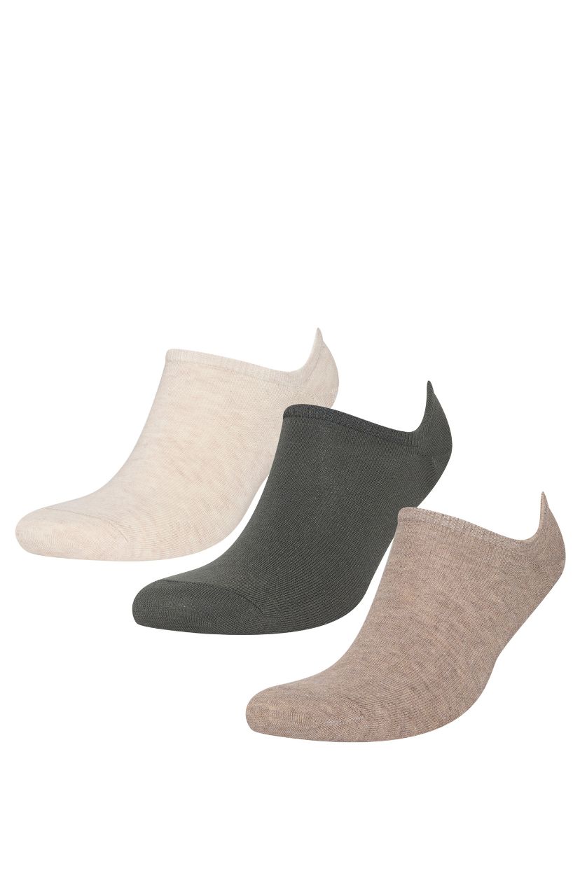 Erkek Camel Erkek Basıc Düz Görünmez 3'lü Pamuklu Sneaker Çorap