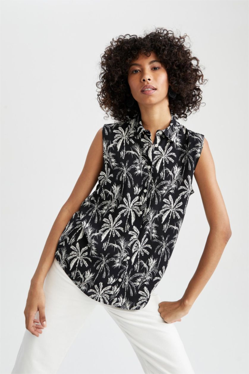 Женщины Черный Рубашка без рукавов стандартного кроя для женщин