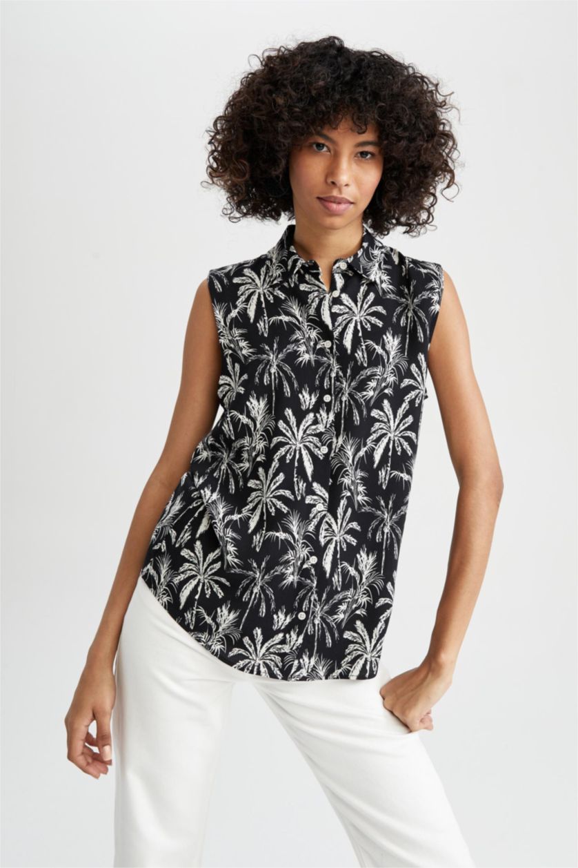 Женщины Черный Рубашка без рукавов стандартного кроя для женщин