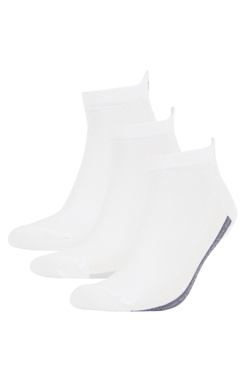 Erkek Kırık Beyaz Erkek 3'lü Pamuklu Patik Çorap