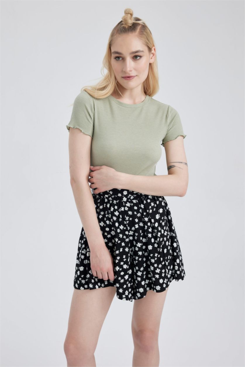 WOMAN Light Khaki Slim Fit Camisole Short Sleeve T-Shirt