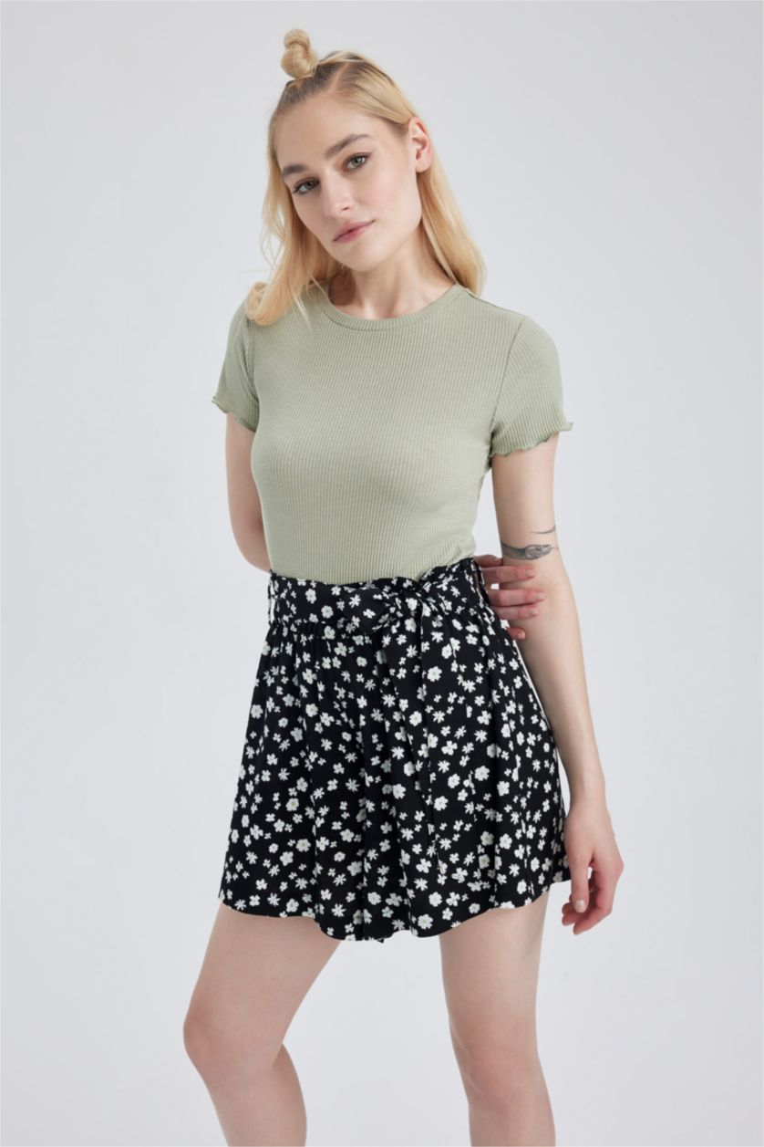 WOMAN Light Khaki Slim Fit Camisole Short Sleeve T-Shirt