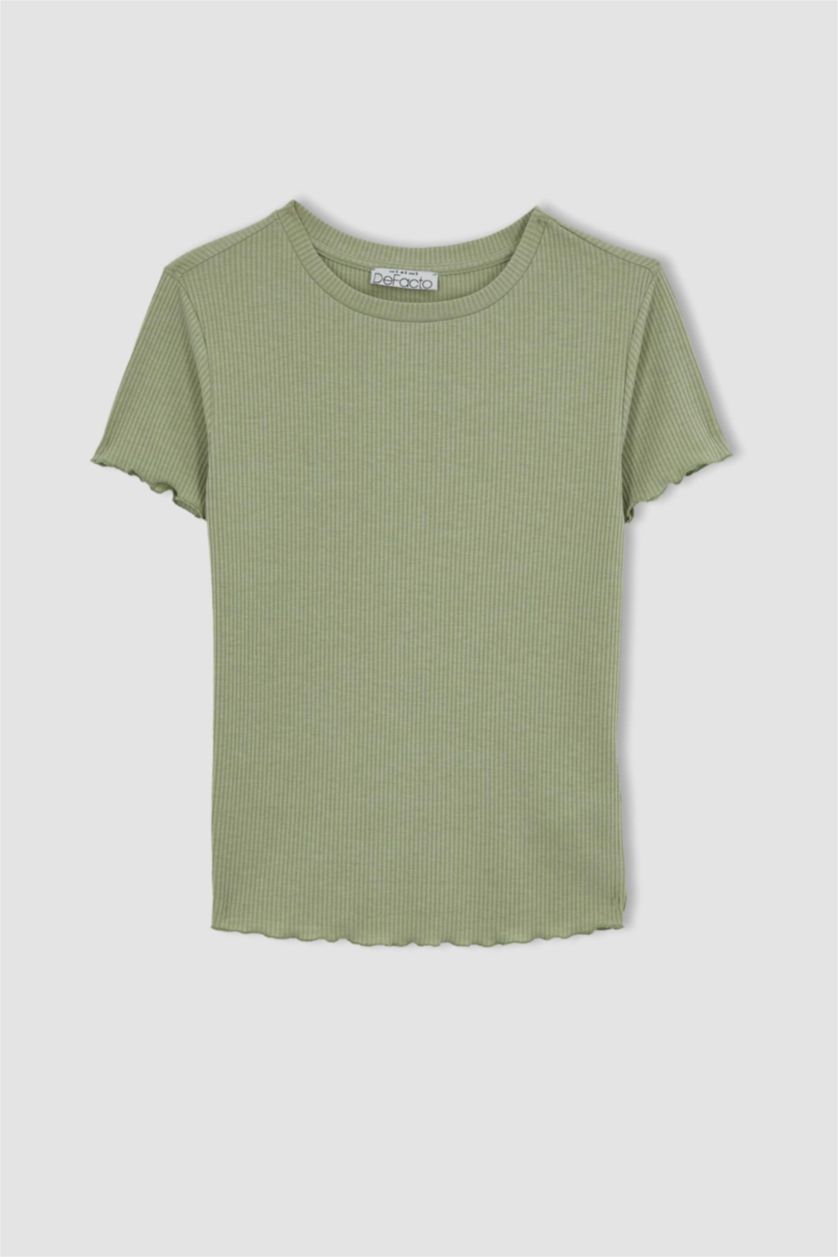 WOMAN Light Khaki Slim Fit Camisole Short Sleeve T-Shirt