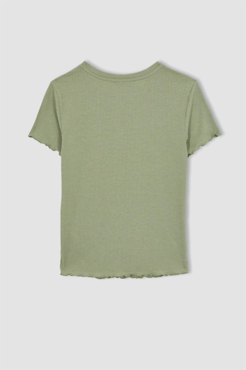 WOMAN Light Khaki Slim Fit Camisole Short Sleeve T-Shirt