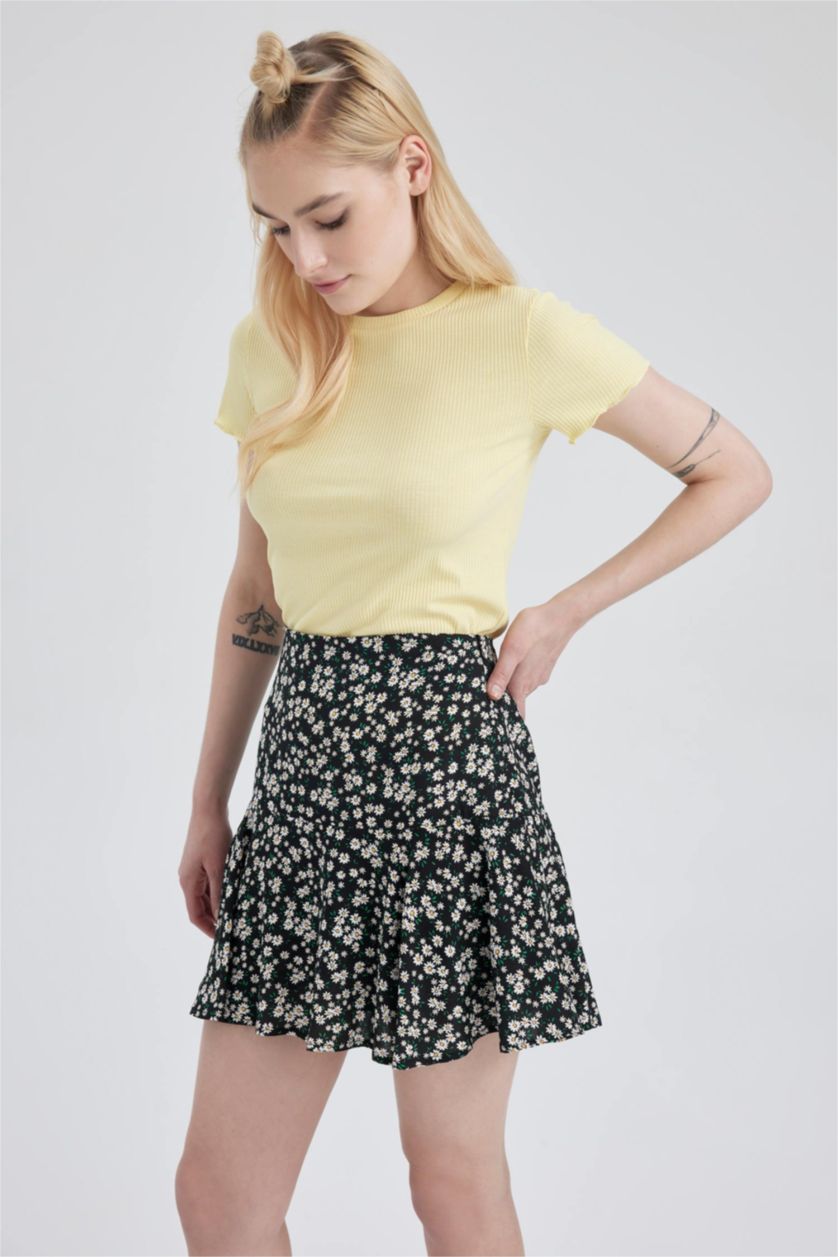 WOMAN Yellow Slim Fit Crew Neck Short Sleeve T-Shirt