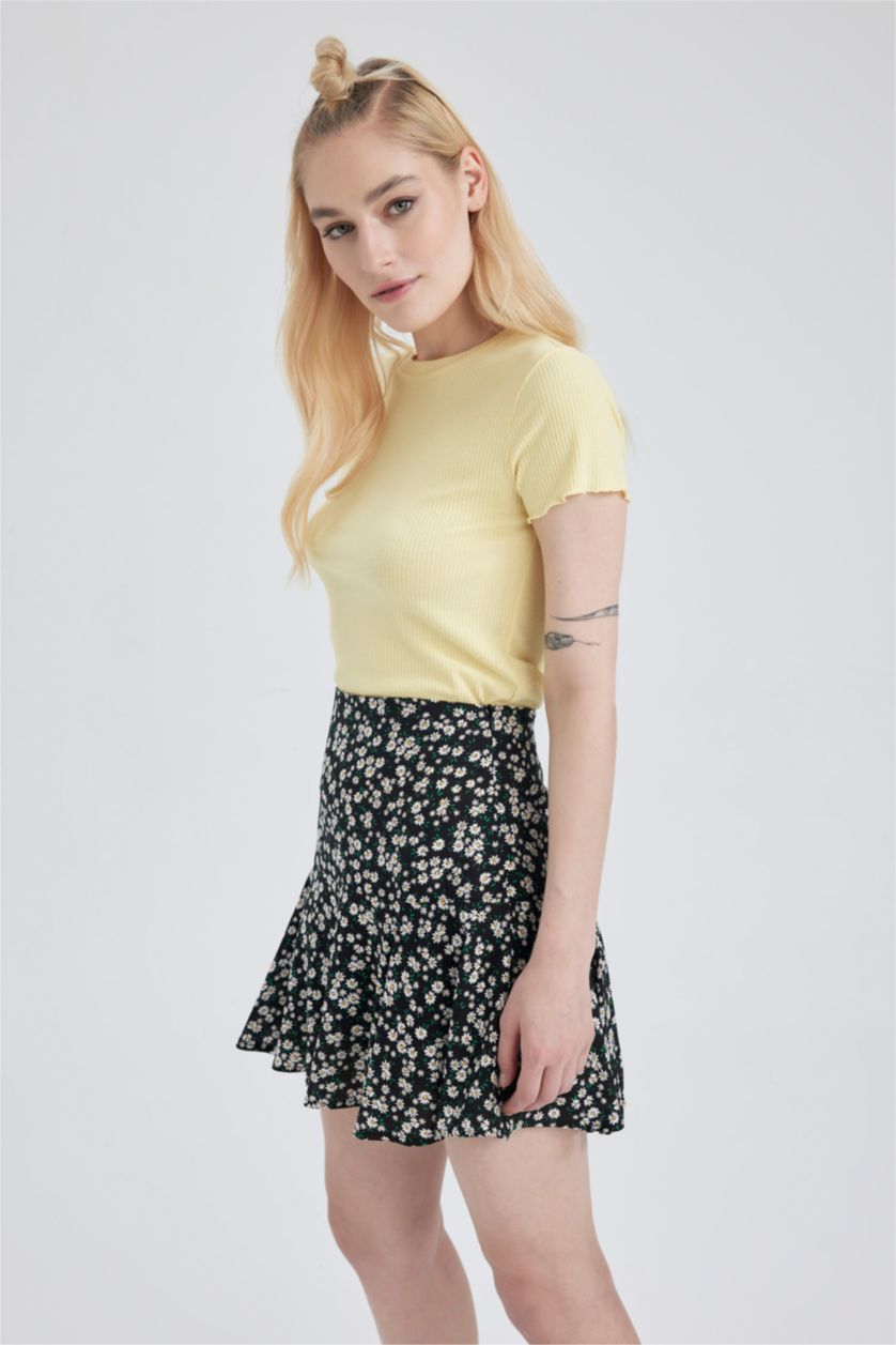 WOMAN Yellow Slim Fit Crew Neck Short Sleeve T-Shirt