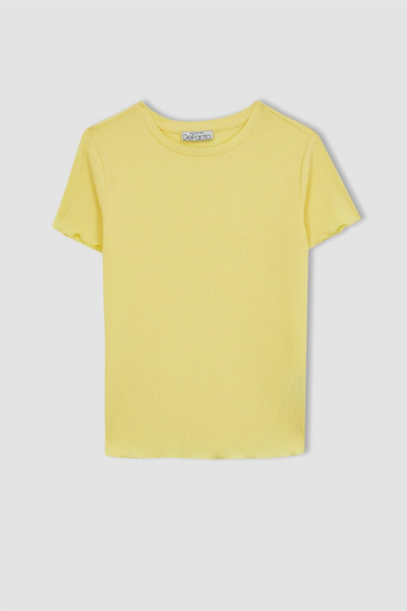 WOMAN Yellow Slim Fit Crew Neck Short Sleeve T-Shirt