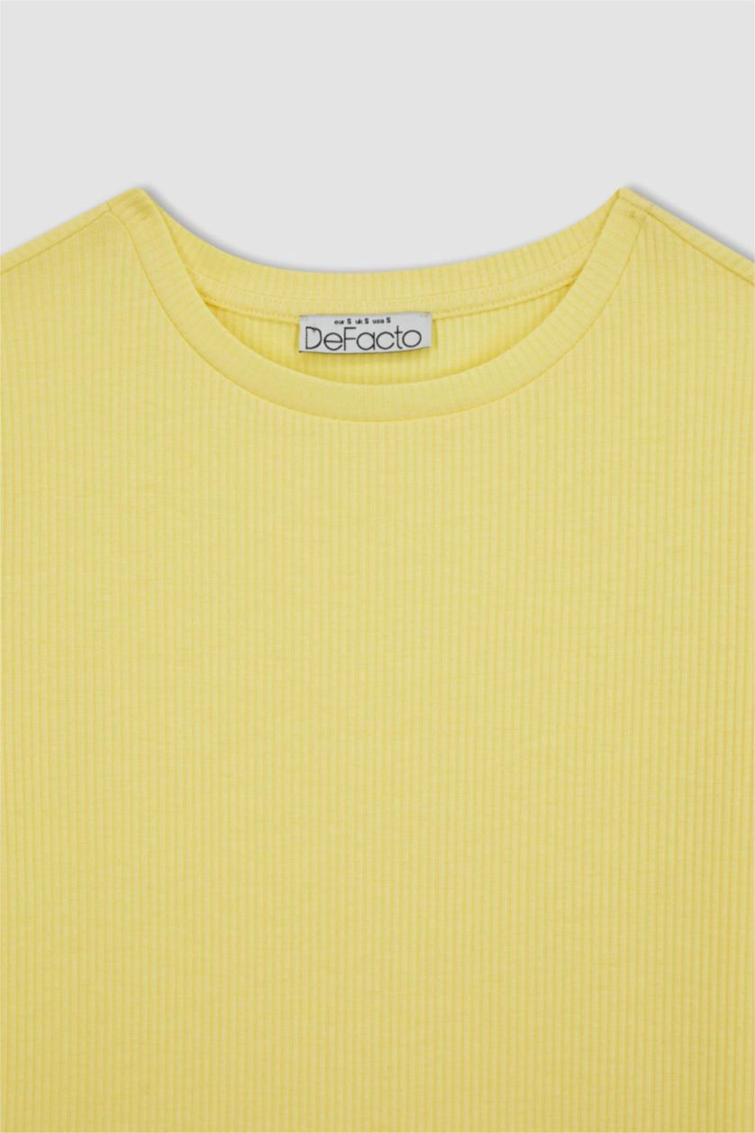 WOMAN Yellow Slim Fit Crew Neck Short Sleeve T-Shirt