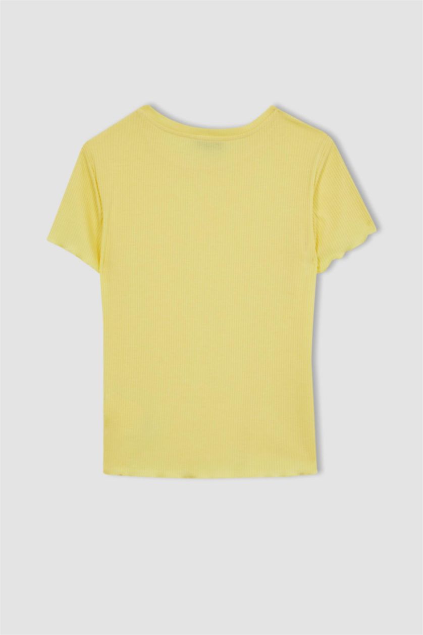 WOMAN Yellow Slim Fit Crew Neck Short Sleeve T-Shirt