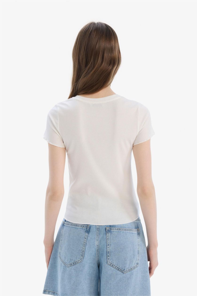 WOMAN White Slim Fit Camisole Short Sleeve T-Shirt