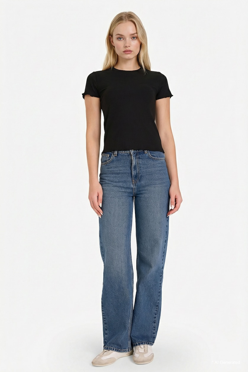 Women Black Fitted Ribbed Camisole T-Shirt