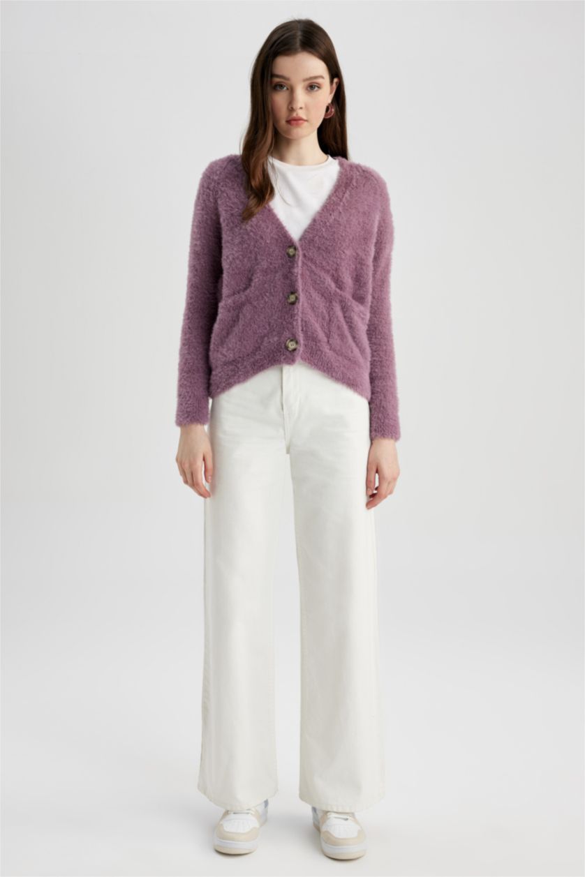 نساء وردي جاكيت قطيفة اوفر سايز بياقة V