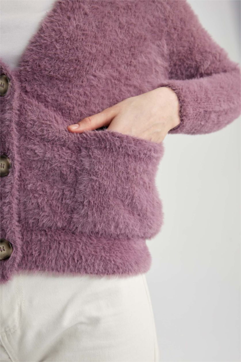 نساء وردي جاكيت قطيفة اوفر سايز بياقة V