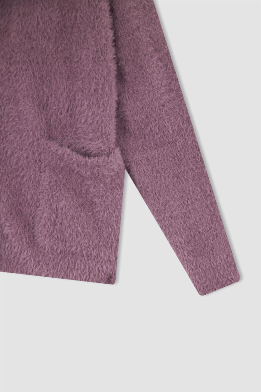 نساء وردي جاكيت قطيفة اوفر سايز بياقة V