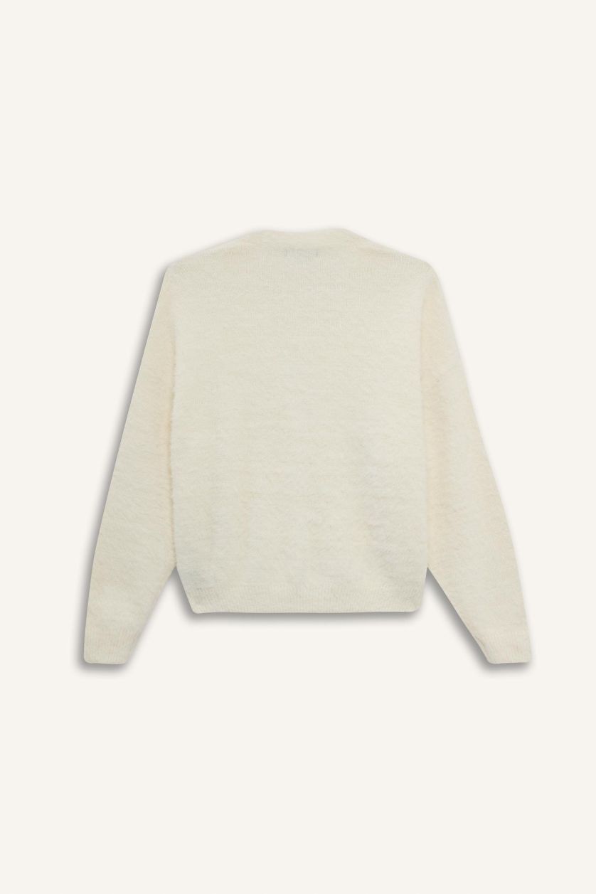 حريمي بيج فاتح كارديجان تريكو اوفر سايز بياقة V