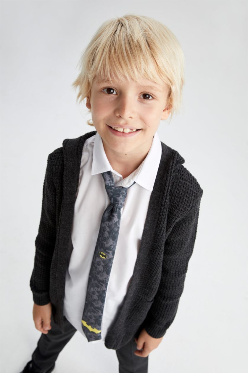 Erkek Çocuk - Genç Erkek Antrasit Melanj Erkek Çocuk Antrasit Kapüşonlu Triko Okul Hırkası