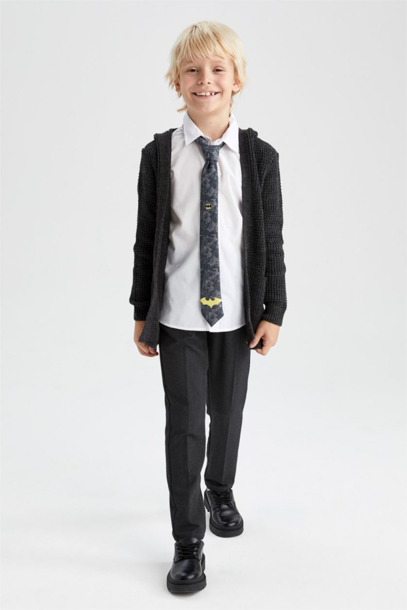 Erkek Çocuk - Genç Erkek Antrasit Melanj Erkek Çocuk Antrasit Kapüşonlu Triko Okul Hırkası