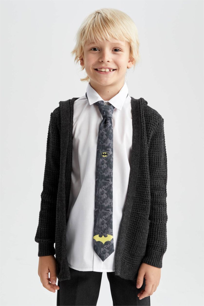 Erkek Çocuk - Genç Erkek Antrasit Melanj Erkek Çocuk Antrasit Kapüşonlu Triko Okul Hırkası