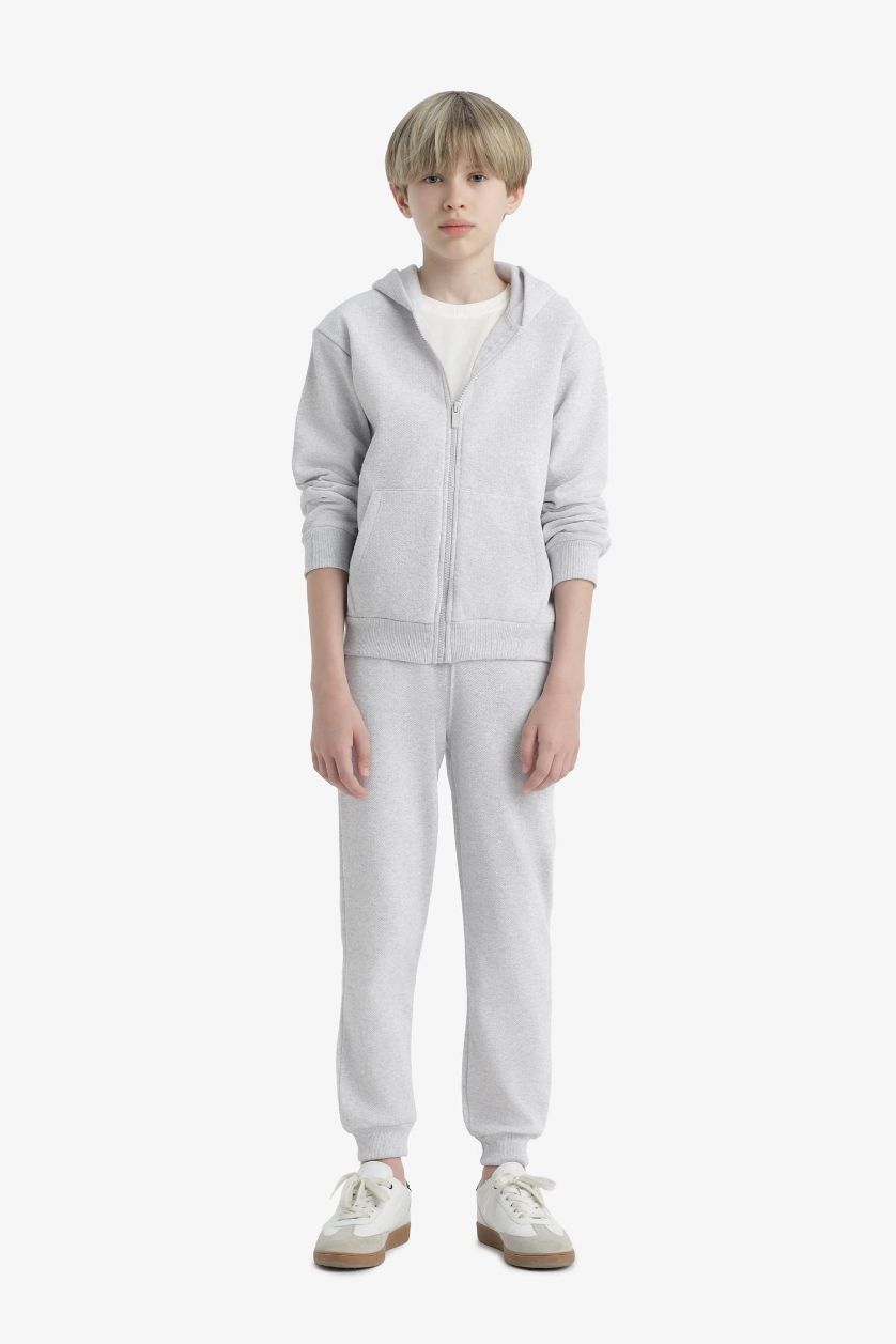 Erkek Çocuk - Genç Erkek Optik Gri Melanj Beli Lastikli Okul Jogger Eşofman Altı Erkek Çocuk