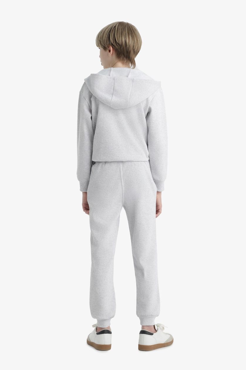 Erkek Çocuk - Genç Erkek Optik Gri Melanj Beli Lastikli Okul Jogger Eşofman Altı Erkek Çocuk