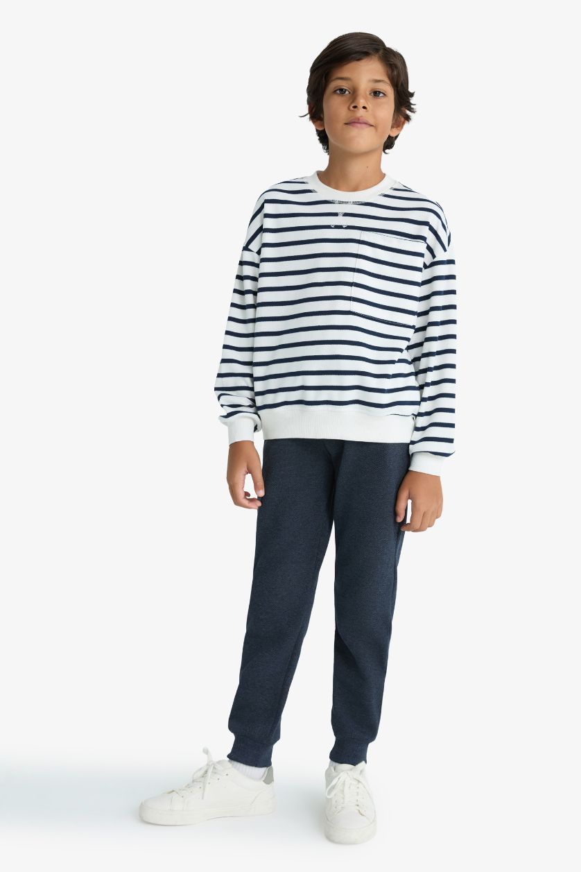 Erkek Çocuk - Genç Erkek Açık İndigo Beli Lastikli Okul Jogger Eşofman Altı Erkek Çocuk