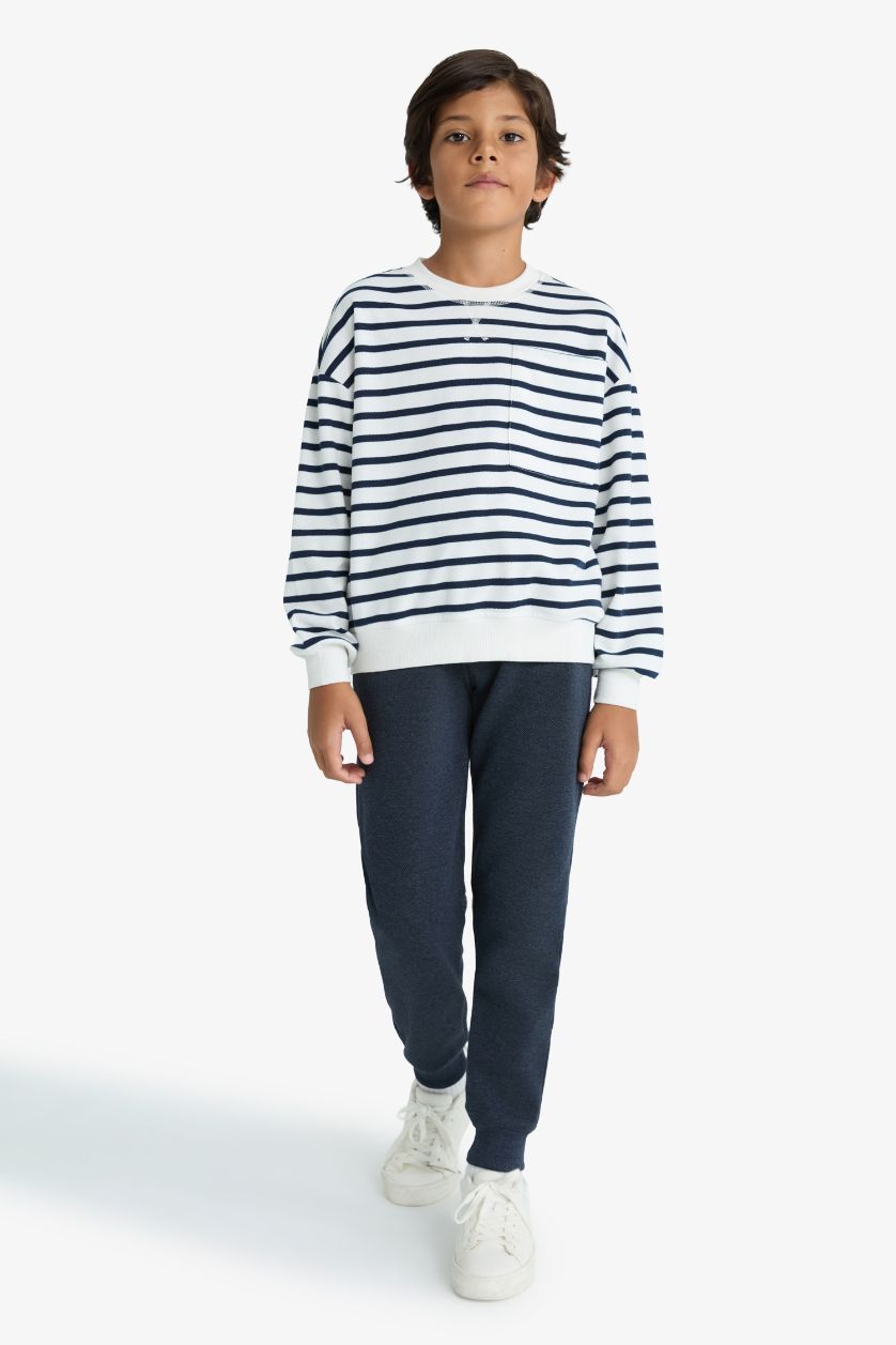 Erkek Çocuk - Genç Erkek Açık İndigo Beli Lastikli Okul Jogger Eşofman Altı Erkek Çocuk