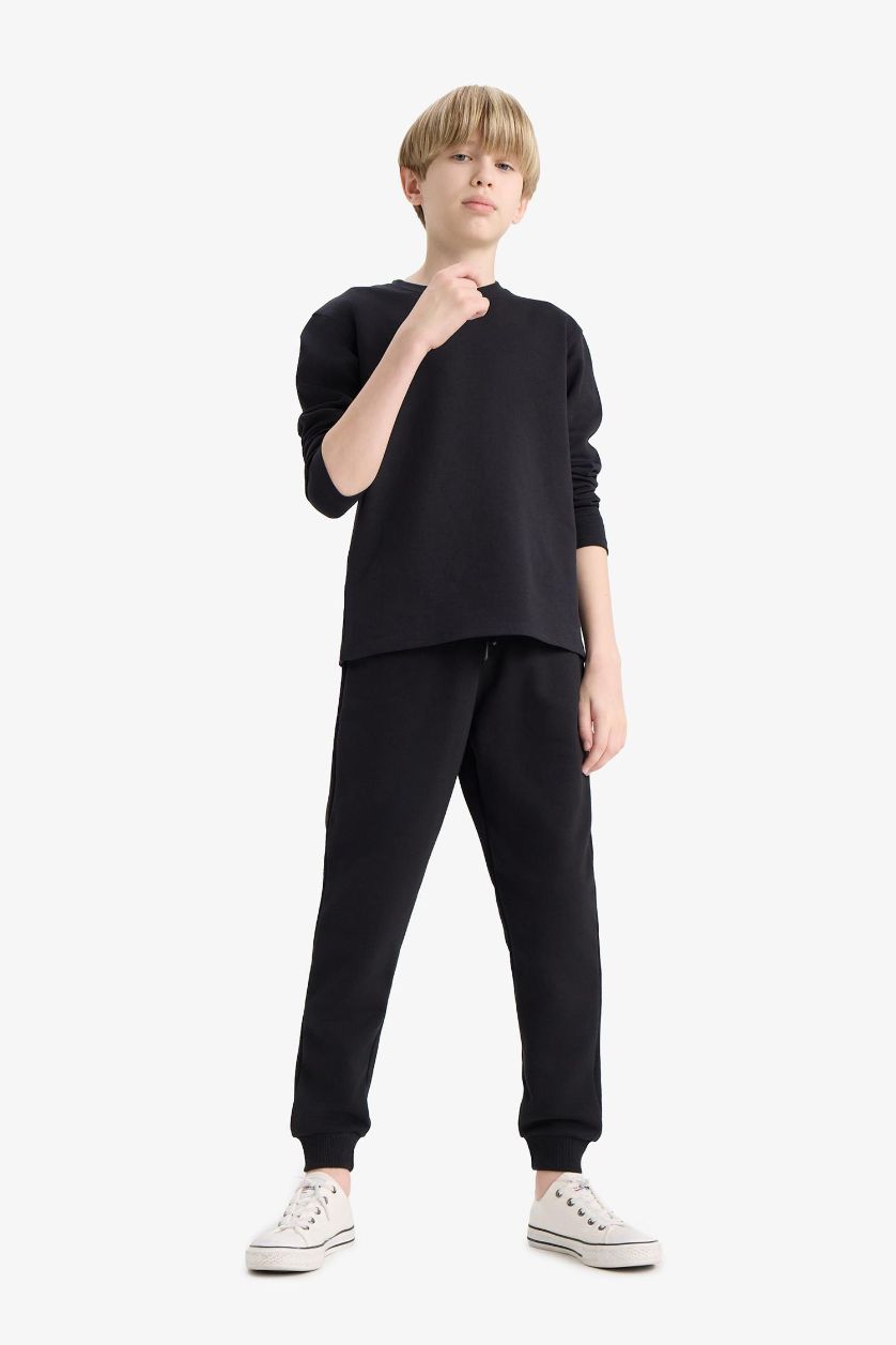 Erkek Çocuk - Genç Erkek Siyah Beli Lastikli Okul Jogger Eşofman Altı Erkek Çocuk