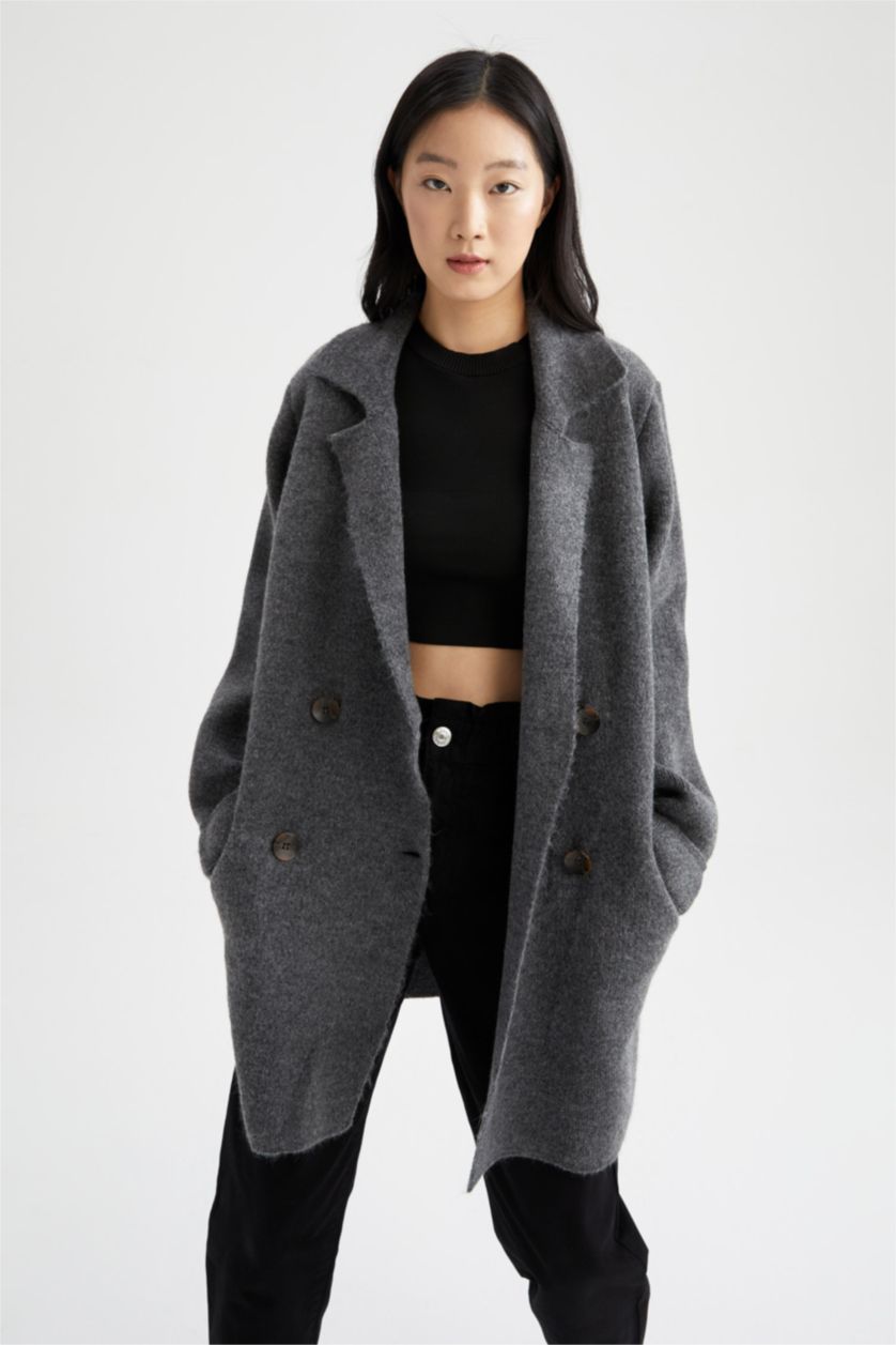 نساء أنثرا جاكيت اوفر سايز بياقة V