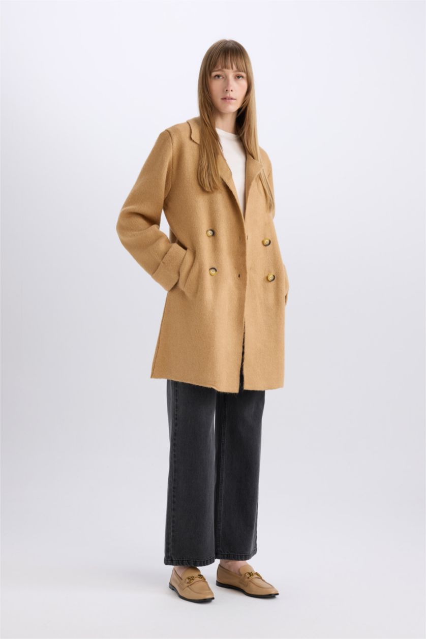 Женщины Бежевый Жакет оверсайз с карманами