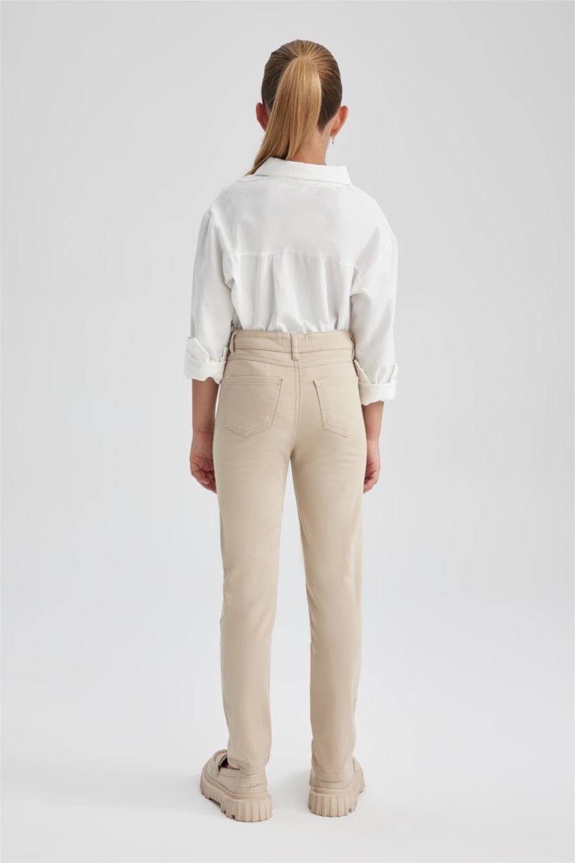 GIRLS & TEENS Sand Girl Beige Slim Fit School Trousers